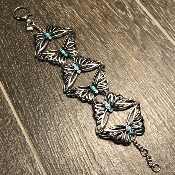 Fossil Silver-Tone Turquoise Butterfly Bracelet - Picture 9 of 11